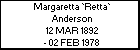 Margaretta `Retta` Anderson