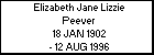 Elizabeth Jane Lizzie Peever