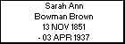 Sarah Ann Bowman Brown